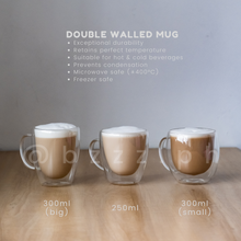 Load image into Gallery viewer, Double Walled Glass Mug with handle (250ml, 300ml)