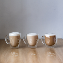 Load image into Gallery viewer, Double Walled Glass Mug with handle (250ml, 300ml)