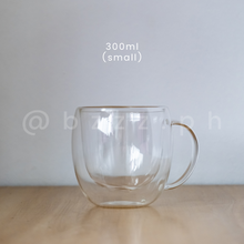 Load image into Gallery viewer, Double Walled Glass Mug with handle (250ml, 300ml)
