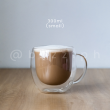 Load image into Gallery viewer, Double Walled Glass Mug with handle (250ml, 300ml)