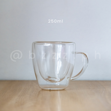 Load image into Gallery viewer, Double Walled Glass Mug with handle (250ml, 300ml)