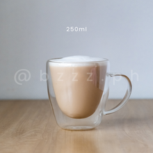 Load image into Gallery viewer, Double Walled Glass Mug with handle (250ml, 300ml)