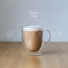 Load image into Gallery viewer, Double Walled Glass Mug with handle (250ml, 300ml)